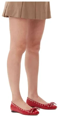 Obrázok produktu pre Balerínky Ganni Bailarina Eyelets Bow Naplack pre Dámske