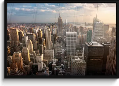 Produktbild von MuchoWow® MuchoWow® Gerahmtes Poster New York - Sonne - Wolken 90x60 cm - Poster mit zchwarzem Bilderrahmen - Fotorahmen - Foto-Plakat