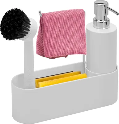 Produktbild von bremermann Spülbecken Organizer, Seifenspender, Ablage, Spülbürste und Tuchhalter, weiß