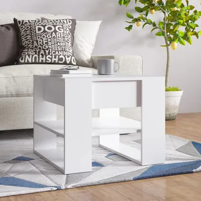Produktbild von "Rabatt" Couchtisch modern - Wohnzimmertisch - Einfache Montage - Weiß 55,5x55x45 cm Holzwerkstoff - Kaffeetisch CC20935
