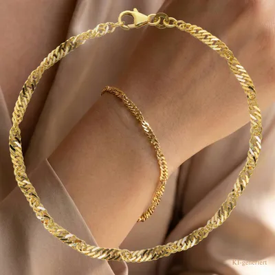 Produktbild von Armkette Singapur 3 mm breit echt Gold 333  (8 kt) 21 cm