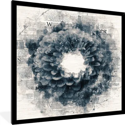 Produktbild von MuchoWow® MuchoWow® Gerahmtes Poster Blumen - Rauch - Zeitung 40x40 cm - Poster mit zchwarzem Bilderrahmen - Mit Rahmen - Wanddekoration Schlafzimmer