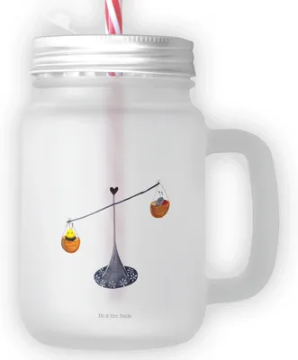 Produktbild von Mr. & Mrs. Panda Mason Jar Glas Sternzeichen Waage - Transparent - Geschenk, Biene, Gleichgewicht, mit deckel, Hummel, Marienkäfer, Henkelglas, Glasbecher, Henkel