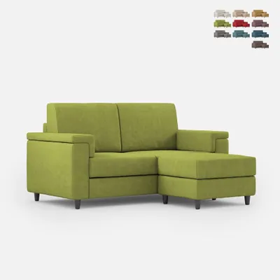 Produktbild von Modernes 2-Sitzer Sofa mit Pouf aus Stoff Marrak 120P - Dunkel Grün