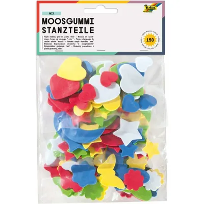 Image de Folia Mousse prédécoupée, 150 cœurs, lune & étoiles, fleurs & papillons