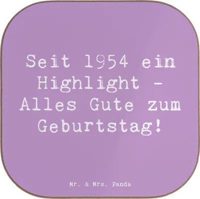 Produktbild von Mr. & Mrs. Panda Getränkeuntersetzer Spruch 1954 Geburtstag - Lavendeltraum - Geschenk, besondere Geburtstagsgrüße, Happy Birthday, Coaster, Geburtstagsgeschenk, Feiern