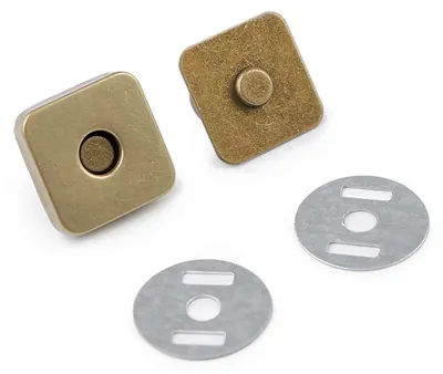 5 Magnet-Verschlüsse 18x18mm altmessing