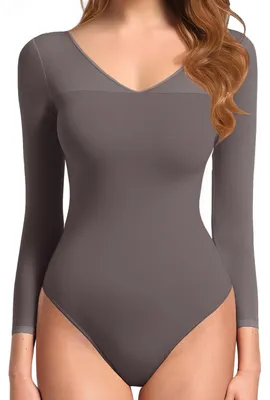 Productafbeelding van V-hals Lange Mouwen Bodysuit met Rok voor Dames