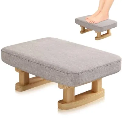 Produktbild von PromoHome® Fußbank mit weicher Sitzfläche – Bequeme Fußstütze, 40x29x18 cm, Hellgrau