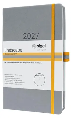 Immagine prodotto di Calendario settimanale Linescape 2027, formato A5 circa, grigio chiaro, giallo
