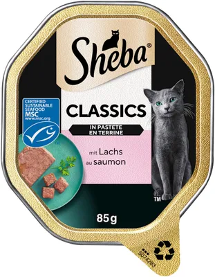 Produktbild von SHEBA Schale Nassfutter für Katzen Classics in Pastete mit Lachs 2 x 11 x 85g