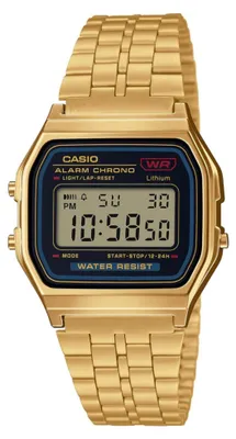 Image de Casio A159WGEA-1DF Vintage Uni-Digitaluhr mit Edelstahlband, gold/schwarz