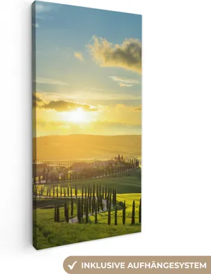 Zdjęcie produktu dla MuchoWow® - Obraz na płótnie - Toskania - Słońce - Włochy, obraz na ścianę, dekoracja ścienna do salonu, 40x80cm