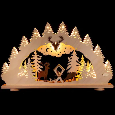 Produktbild von Schwibbogen "Im Erzgebirgswald" (66x41cm) von Weigla Holzkunst