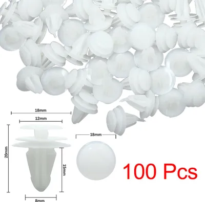 Image de Trou Universel Blanc Pare-chocs aile Plastique Rivets Fixations Voiture 100pcs