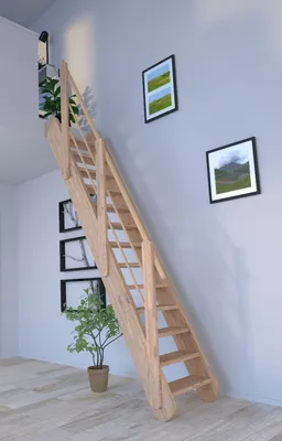 Produktbild von Raumspartreppe Samos in Eiche-Holz-Holz Design Geländer-volle Stufen