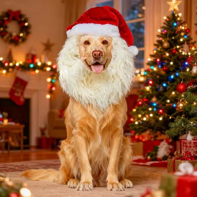 Imagen del producto de Traje navideño para perros con peluca, disfraz para Halloween y Navidad, talla L