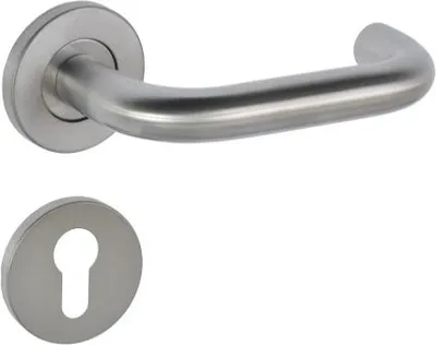 Produktbild von HAFELE Startec PDH 4170 Türdrücker Klasse 4 mit WB-Schild, Rundrosette, 8 mm Vierkant, Edelstahl (Brandschutzzertifikat) (Garnitur)
