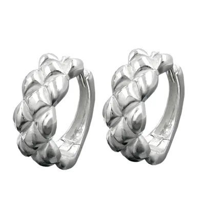 Immagine prodotto di Orecchino a cerchio incernierato Creole 15x6 mm con motivo a treccia parzialmente opacizzato Argento 925 15x6 mm