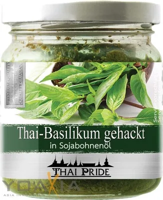 Produktbild von 4er Pack - THAI PRIDE Thai Basilikum gehackt in Sojabohnenöl (4x 175g) | Thai Basil | EXOTIC FOOD