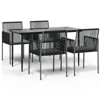 Produktbild von vidaXL 5-tlg. Garten-Essgruppe mit Kissen Schwarz Poly Rattan & Stahl