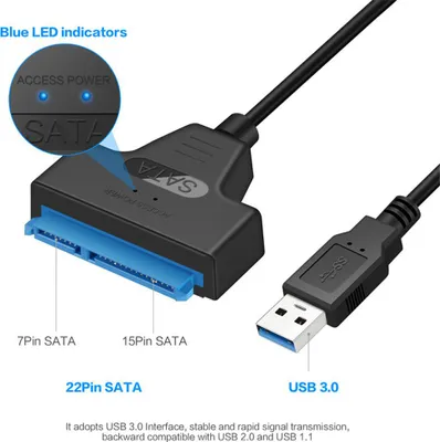 Zdjęcie produktu dla Przejściówka z USB 2.0 na SATA Kabel 22-stykowy bez napędu 2,5