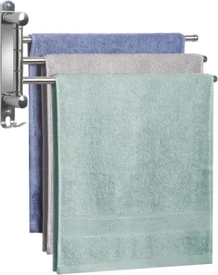 Productafbeelding van Famanu handdoekhouder, 3 armen - Wandmontage, draaibaar, zilverkleurig