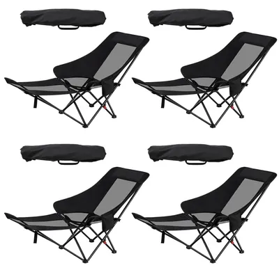 Image de Set de 4 chaises de camping pliables avec repose-pieds