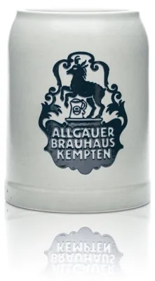Produktbild von Allgäuer Brauhaus Kempten Bier Glas 0,5l Krug Ton Henkel Gläser Seidel Steingut