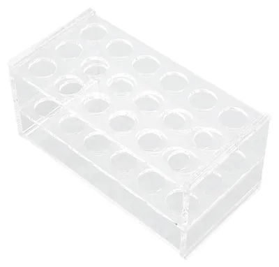 Image de Support en acrylique pour tubes de 17 mm, avec 18 emplacements, transparent