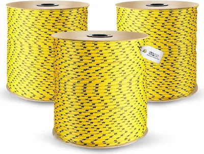Obrázek produktu pro 100m POLYPROPYLENOVÉ LANO 6mm ŽLUTÝ Polypropylenové lano nosnost do 420 kg lano PP opletené lano textilní lano šňůra kotevní lano lano plastové lano poly lano opleten4
