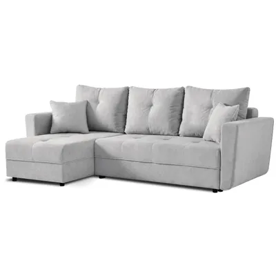 Produktbild von Beautysofa Ecksofa L-Form VERONA Veloursstoff Hellgrau – Universell Links/Rechts montierbar, Ecksofa mit Schlaffunktion und Bettkasten, Wohnlandschaft