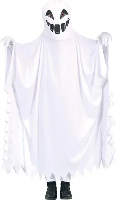 Produktbild von Gespenst Halloween Tunika Kinder Kostüm Spuk Outfit Weiß Kapuzengewand Spukfigur Gruselspaß Halloweenparty Geistercape Mystische Verkleidung, Größe: 128/134 Farbe: Weiß
