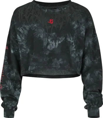 Produktbild von Rock Rebel by EMP Damen graues Cropped Sweatshirt im Batik-Look L