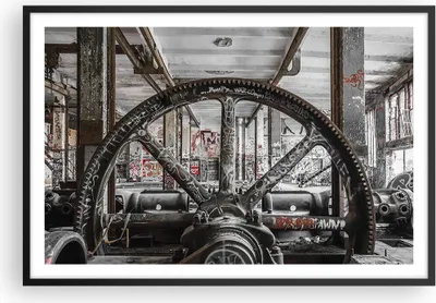 Produktbild von Gerahmtes Poster - Schwarzer Rahmen - Maschine Industrie Graffiti - 91,5x61 cm - Wand Bild - Wanddeko - Wandbilder - Wandposter - Bilderrahmen - Bilder - Kunstdruck - Wandbild - P2BAA91x61-4304