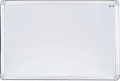 A clean, professional shot of a whiteboard with a silver aluminum frame.