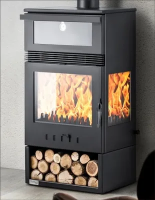 Produktbild von EEK A+ 3-Scheiben Panorama-Kaminofen Teba TKS-15 mit Backfach, dauerbrandfähig - 12,8 kW