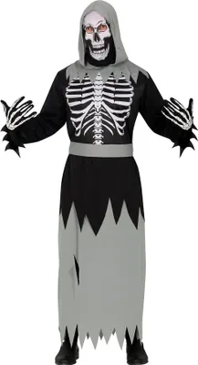 Produktbild von Skelett Kapuzengewand Halloween Phantasma Nacht Wächter Schatten, Größe: 52 - 54 (L) Farbe: Schwarz / GrÜn