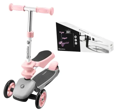 3-in-1 Kinderstep mit Sitz, verstellbarer Lenker, rosa, ab 2 Jahren