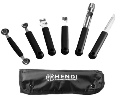 Immagine prodotto di HENDI Set di coltelli da decorazione - 6 pezzi, nero, 280x100x(H)50mm