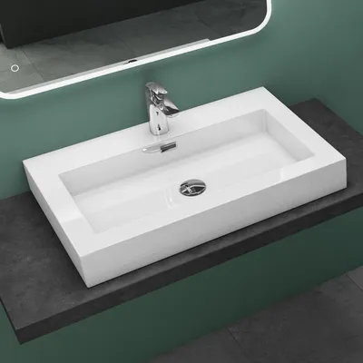 Produktbild von Mai & Mai Waschbecken Hänge-Waschtisch Aufsatz-Waschschale Mineralguss Weiß 1 Ar