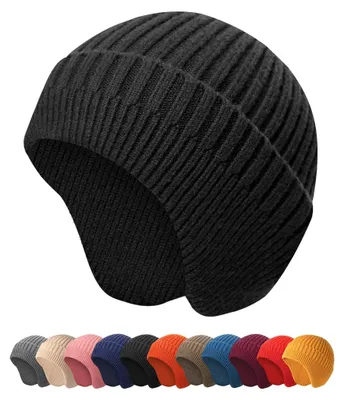 Produktbild von Omgoods – Gestrickte Beanies mit Ohrenwärmern für den Winter