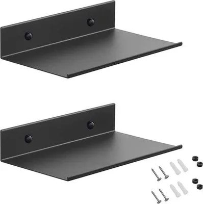 Produktbild von Famanu Wandregal 20 cm - Schwarz, Metall, 2 Stück