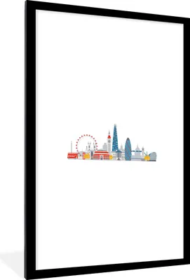 Produktbild von MuchoWow® MuchoWow® Gerahmtes Poster London - Skyline - England 60x90 cm - Poster mit zchwarzem Bilderrahmen - Dekoration - Wandposter Wohnzimmer - Hochwertig