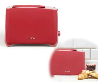 Produktbild von LIVOO Toaster Rot 2 Schlitze Toastautomat 750 Watt LED Krümelschublade DOD162RC
