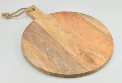 Image de BURI Planche de service Plateau rond en bois Poignée Découper Cuisines Cuisiner Repas