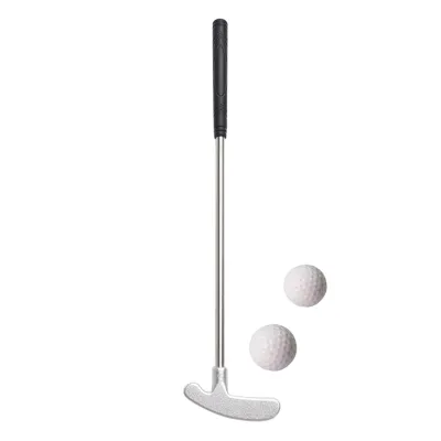 Produktbild von 1 Set Mini-Golf-Putterschläger mit 2 Golfbällen, TPR-Griff, für Rechts- und Linkshänder, Edelstahl-Golfschläger, Kinder und Erwachsene, Tischspiel, Golf-Putter-Training