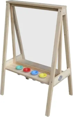 Image de AXI Eric Chevalet pour enfants en bois | Tableau de peinture avec toile en plexiglas & 4 boîtes de couleurs | 50x70x105 cm