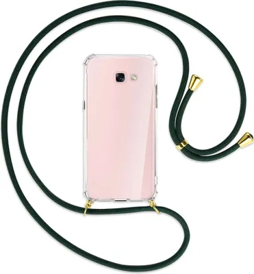 Produktbild von Handykette Backcover-Schutzhülle mit Band (Metall goldfarben) für Samsung Galaxy A7 2017 - dunkelgrün