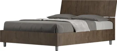 Produktbild von ITYHOME - Bett mit Lattenrost 140x190 schräges Kopfteil Nussbaum Demas
